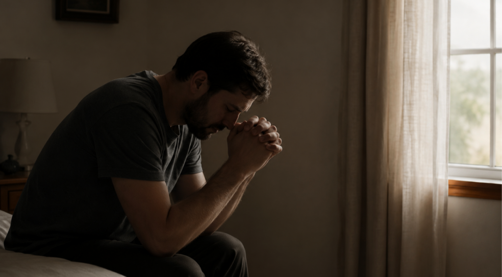 Man doing serenity prayer